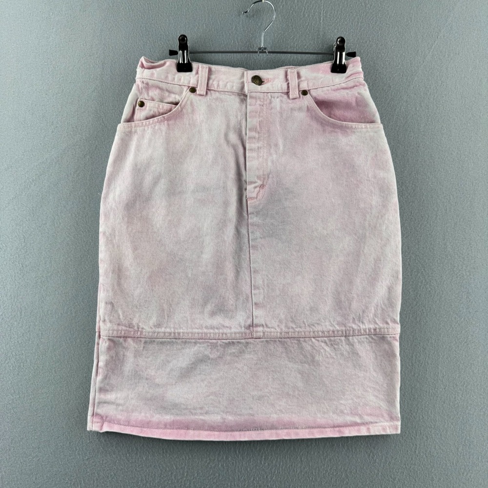 Vintage Levis Denim Skirt Womens JR 11 Pink Denim 80s Made in USA Knee 27" Waist